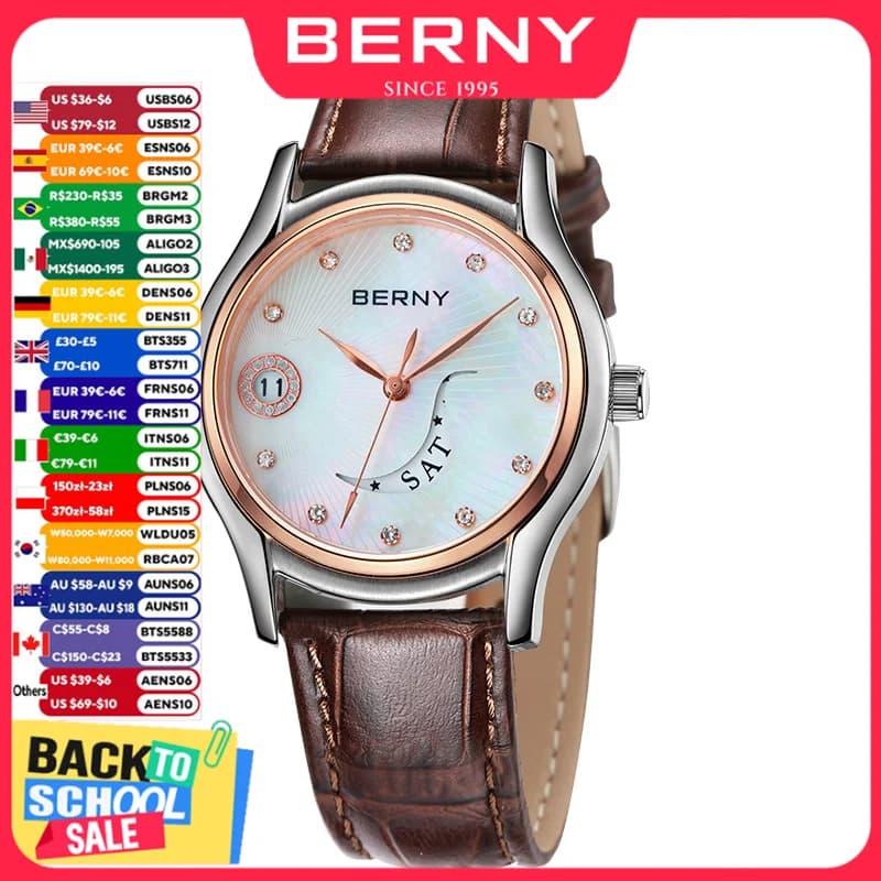 Orologi da Donna Eleganti e di Lusso, Orologi da Polso al Quarzo Impermeabili con Calendario, Classici Orologi da Polso da Donna con Cinturino in Pelle Marrone