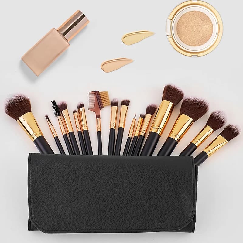 16-piece professional makeup brush set - Soft and soft bristles for shady cover Premium Cosmet textured Luxe leather case