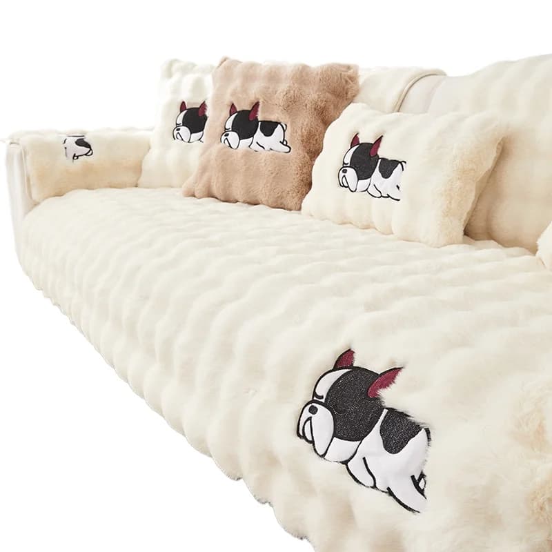 Cartoon anime big dog rabbit plush sofa cushion winter plush non-slip sofa cover
