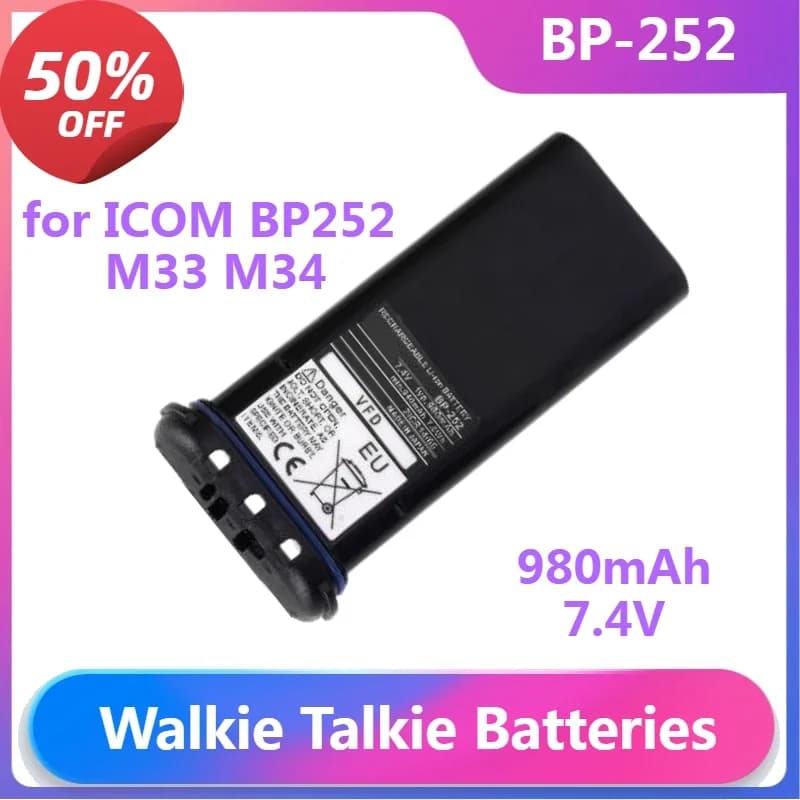 Batteria BP-252 per ICOM BP252 M33 M34 M36 Sostituisci BP241 Batteria radio Walkie Talkie Batteria Walkie Talkie Accessori