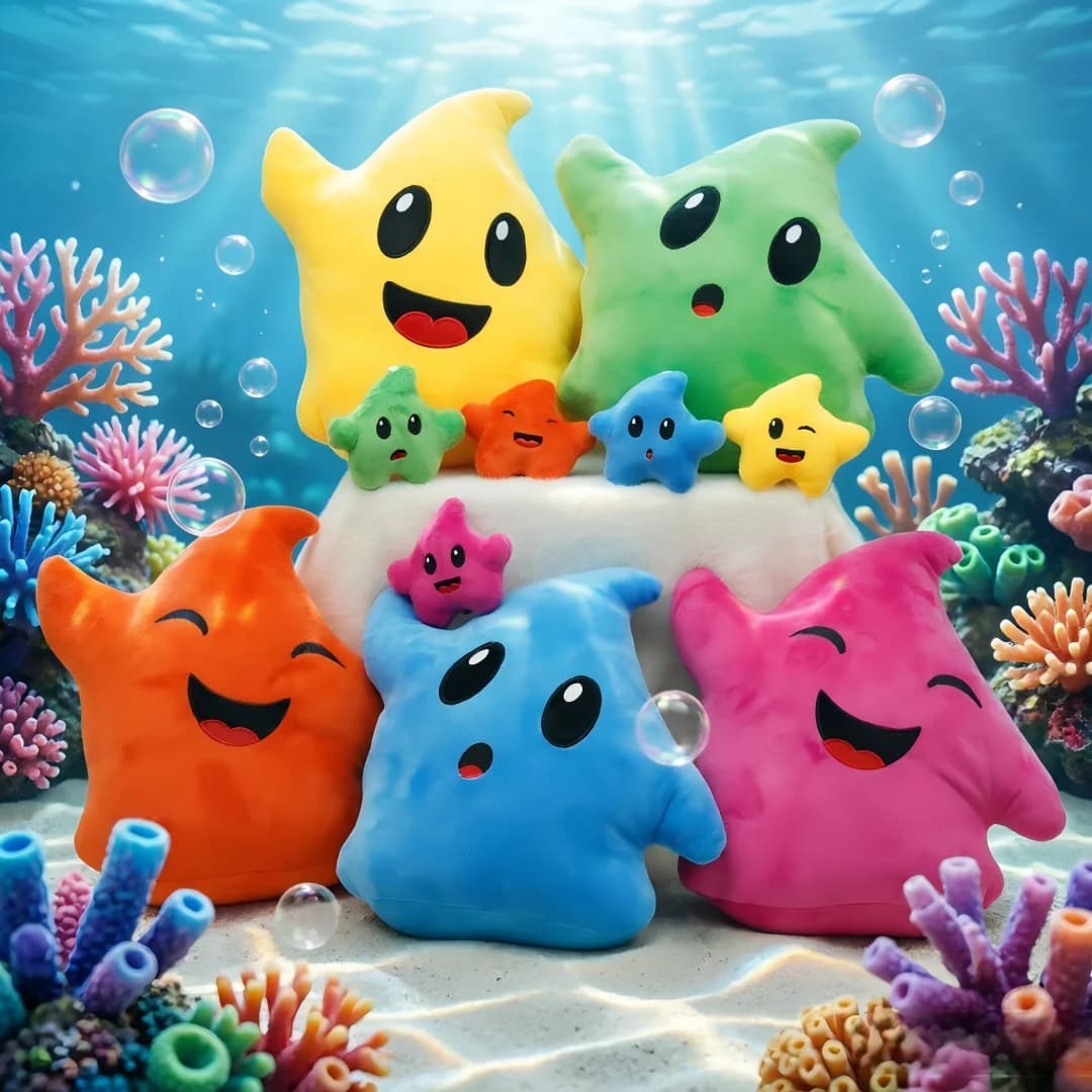 Peluche a Forma di Stella Colorata da 22CM, Bambola Imbottita con Faccina Felice, Portachiavi per Regalo di Compleanno per Bambini