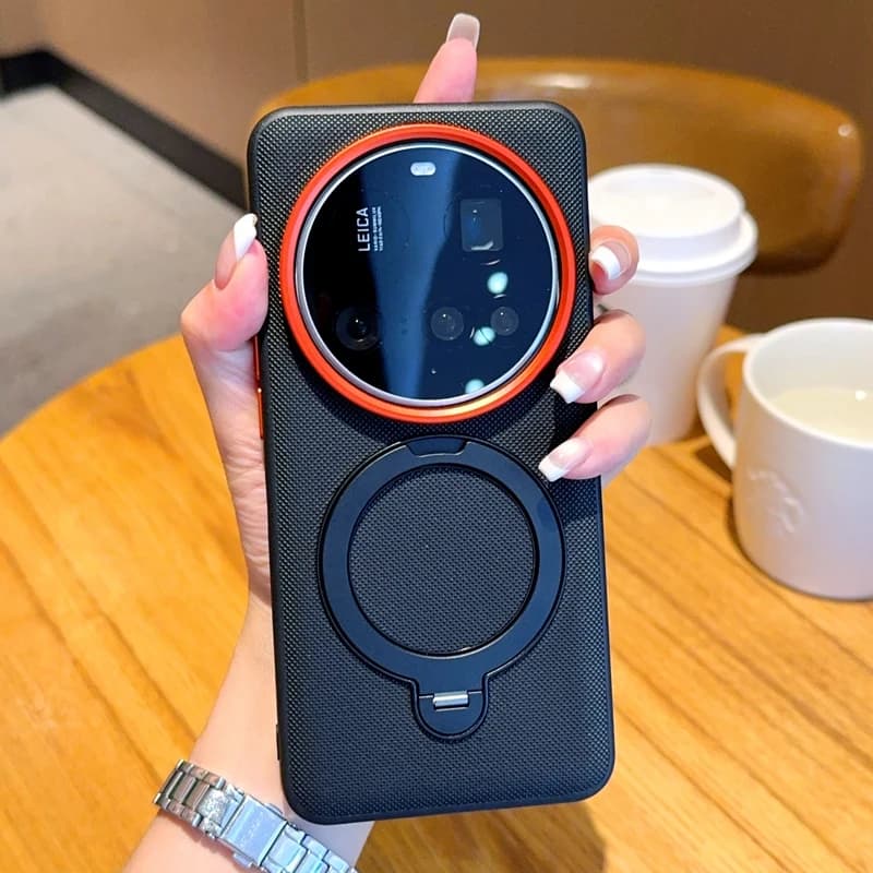 Per Xiaomi 14 15 Ultra Custodia ELVEV magnetica di lusso in pelle PU anticaduta con copertura protettiva con supporto ad anello girevole