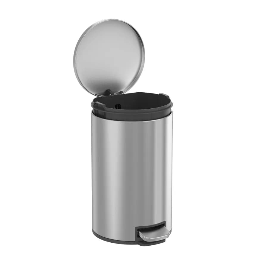 Cestino per Rifiuti da Bagno 3.1 Galloni, Piccolo Contenitore in Acciaio Inox con Coperchio a Chiusura Morbida, Argento, Design Salvaspazio per Moder