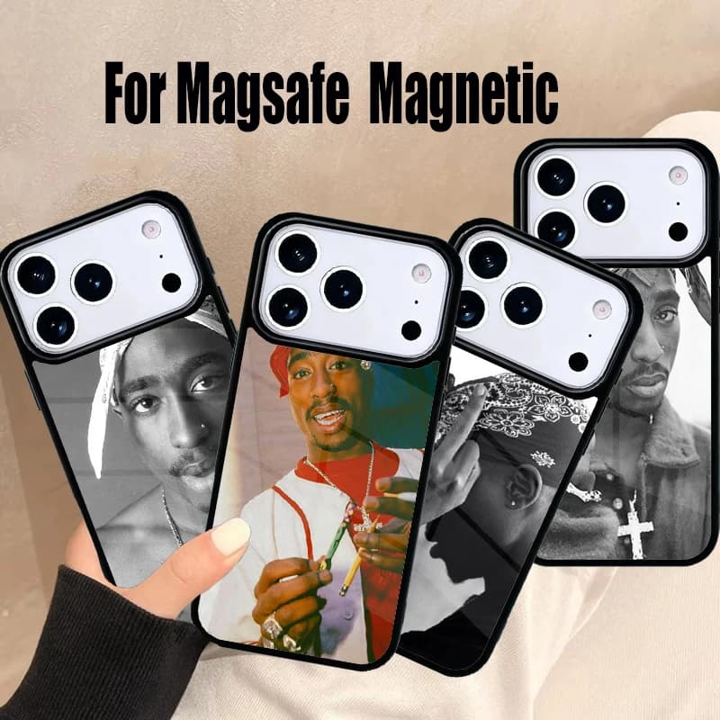 Cover per iPhone Tupac 2pac Shakur con supporto magnetico wireless MagSafe per iPhone 17 Air 16e 15 14 13 12 11 Pro Max Plus