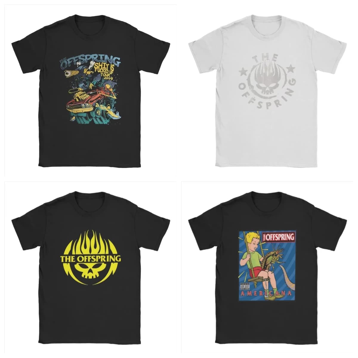 T-shirt divertente della band punk rock The Offspring, tendenza estiva, top stampato per appassionati di fan, stile street