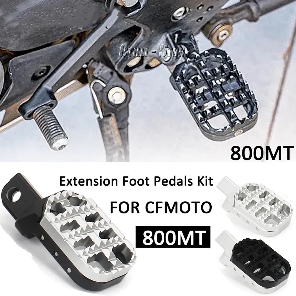 Per CF MOTO CFMOTO 800 MT 800MT 800mt 800 Mt Moto Nero Argento Pedane Poggiapiedi In Alluminio Espandibile Denti Pedale Kit