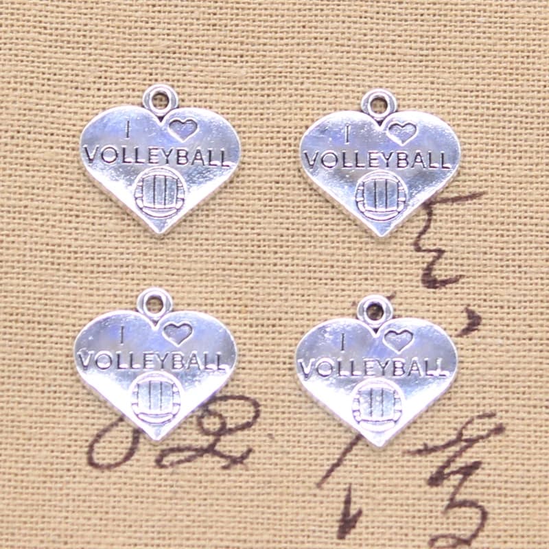 15 pcs Pendants and Pendants Heart I Love Volleyball 18x19mm Silver Ancient Pendants of Color Crafted FAI FROM YOU That Make Results Tibetan Jewelry Handmade