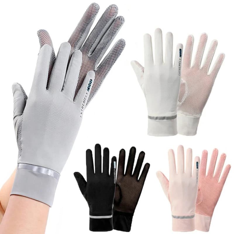 Car Motorcycle Driving Gloves Universal Mesh Ice Silk Breathable Anti-UV Touch Screen Gloves for Unisex Auto Motos Accessories