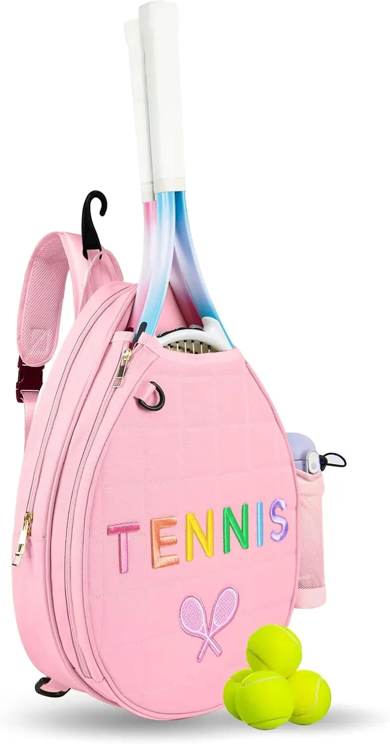 Water Resistant Tennis Crossbody Backpack for Women, Pickleball Racket Bag with Adjustable Strap
