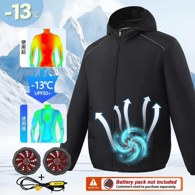 Gilet rinfrescante estivo con ventola, gilet refrigerante unisex ricaricabile, abbigliamento da lavoro con protezione solare