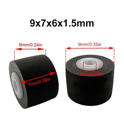 1pcs 9mmx7x6x1.5 Rubber Pinch Roller Belt Pulley For Audio Tape Recorder Drives Cassette Deck Walkman Stereo Player Components