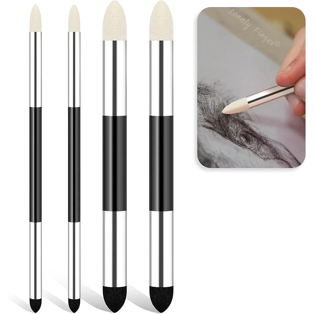 4pcs Blending Sponge Pen Dual Tip Reusable Drawing Art Blending Tools Washable Sketch Rubbing for Artist Professional Sketch