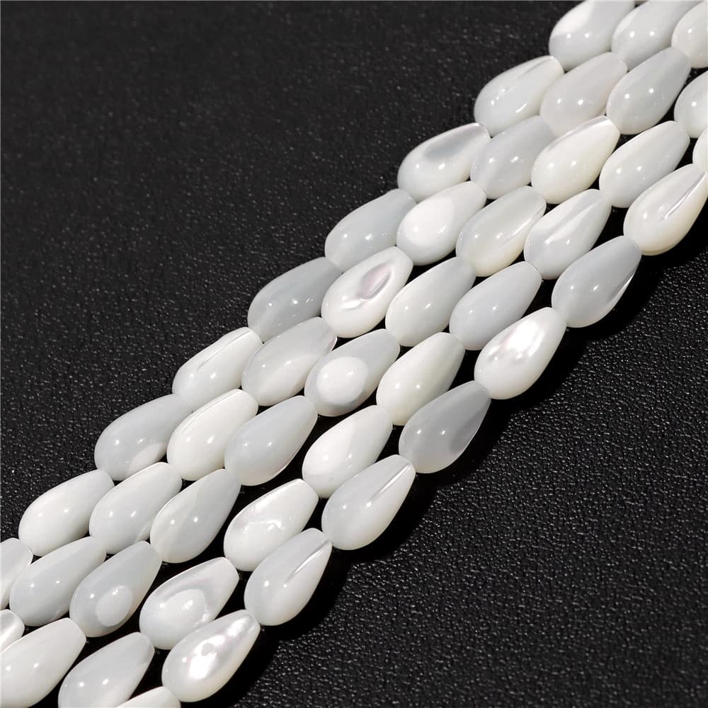 Natural Waterdrop Shape Shell Beads Drop MOP Mother of Pearl Shell Beads for Making Bracelet Jewelry DIY Earrings 15 Inches