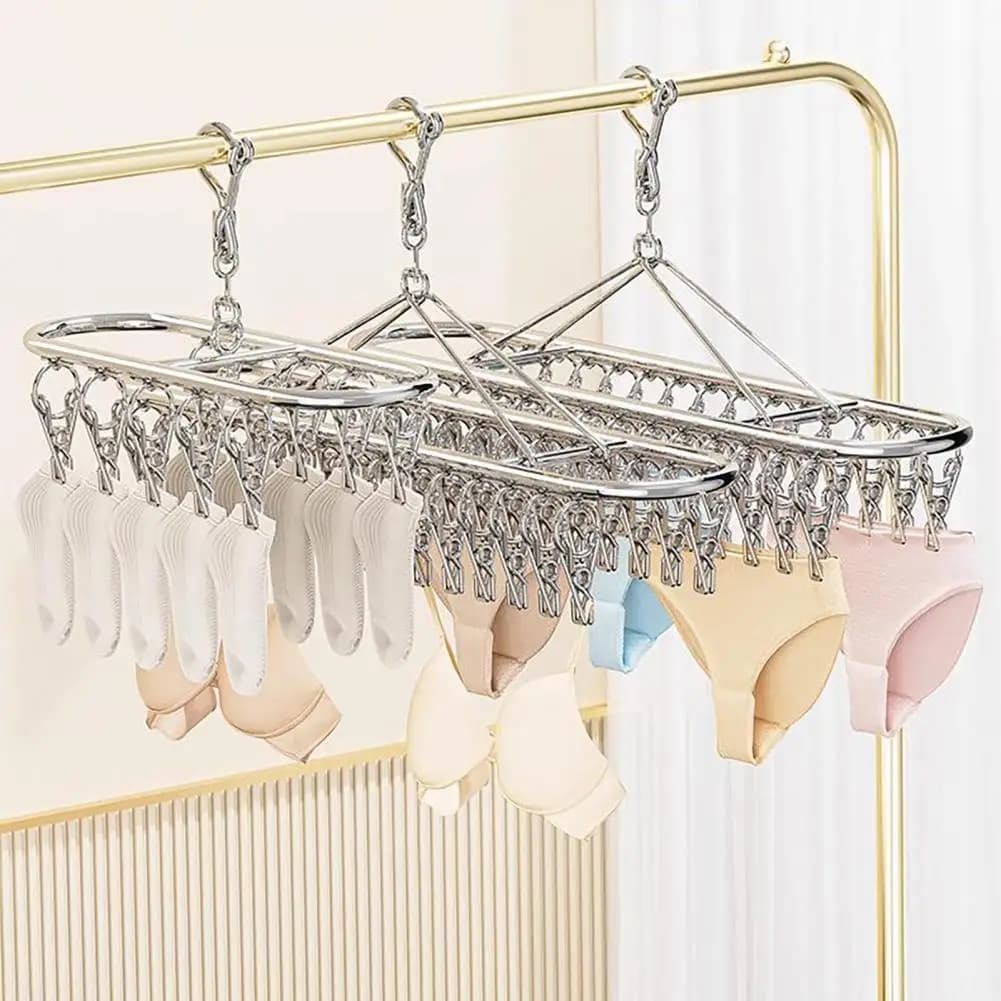 Stendibiancheria in Acciaio Inox con Clip Robuste, Appendiabiti Durevole per Calzini, Vestiti per Bambini, Biancheria Intima, Pannolini
