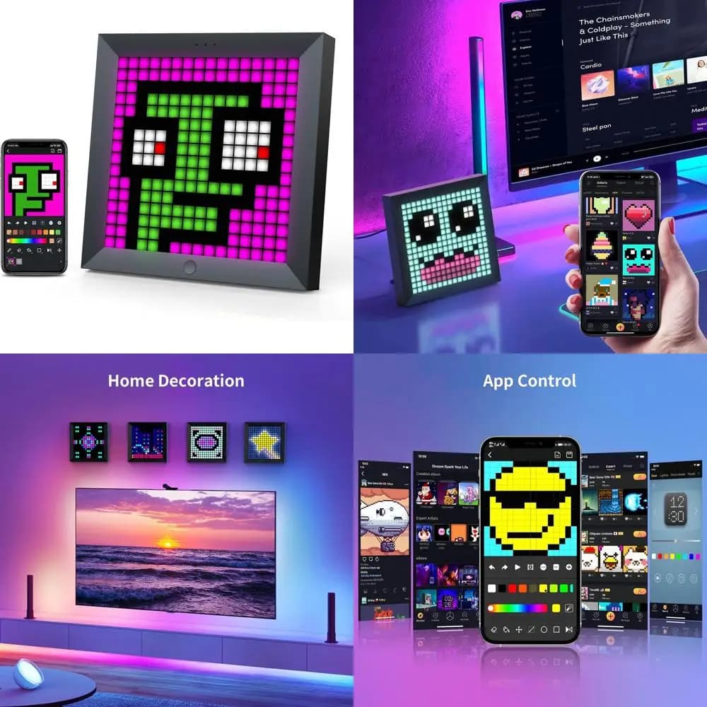 Pannello Display LED a Pixel - Barre Luminose RGB per Controllo App Intelligente, Animazioni Fantastiche, Decorazione per Scrivania e Sala Giochi