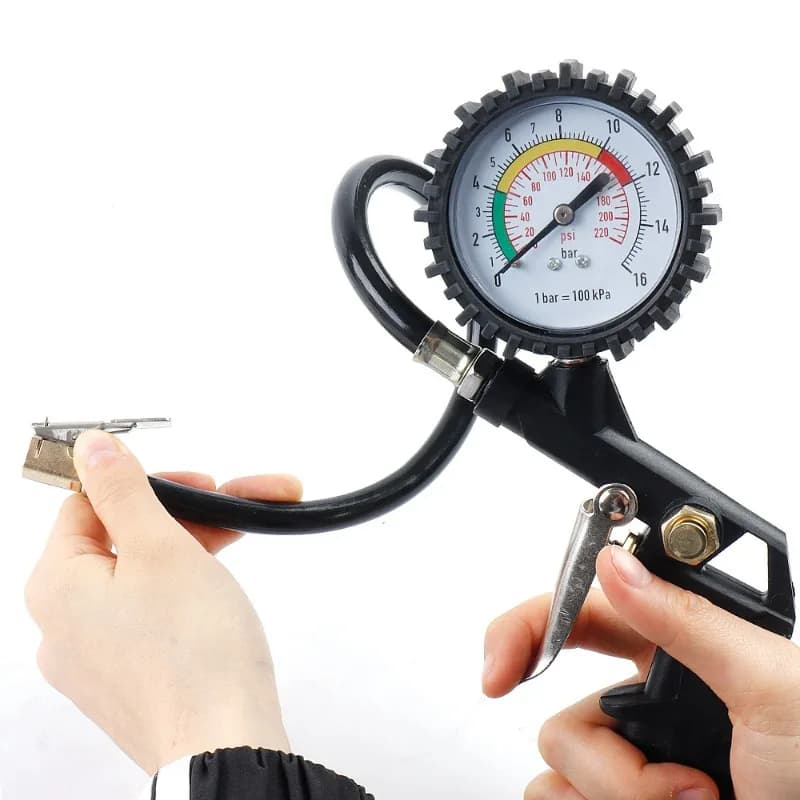 Manometro Multifunzione per Pneumatici Auto e Moto, Compressore d'Aria con Indicatore e Pompa di Gonfiaggio
