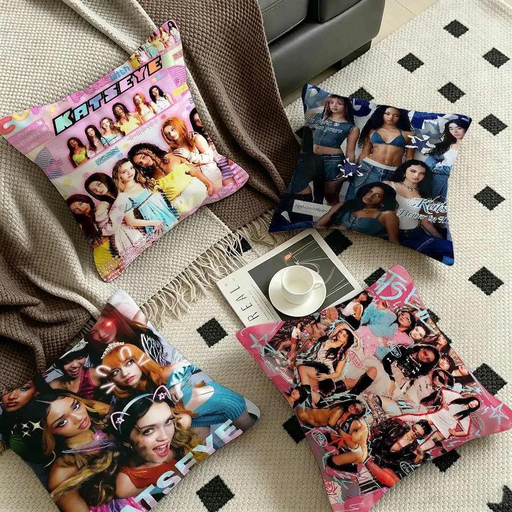 K-KatSeye SINGER Pillow Covers Cartoon Sofa Decorative Home Double-sided Printing Short Plush Cute Cushion Cover