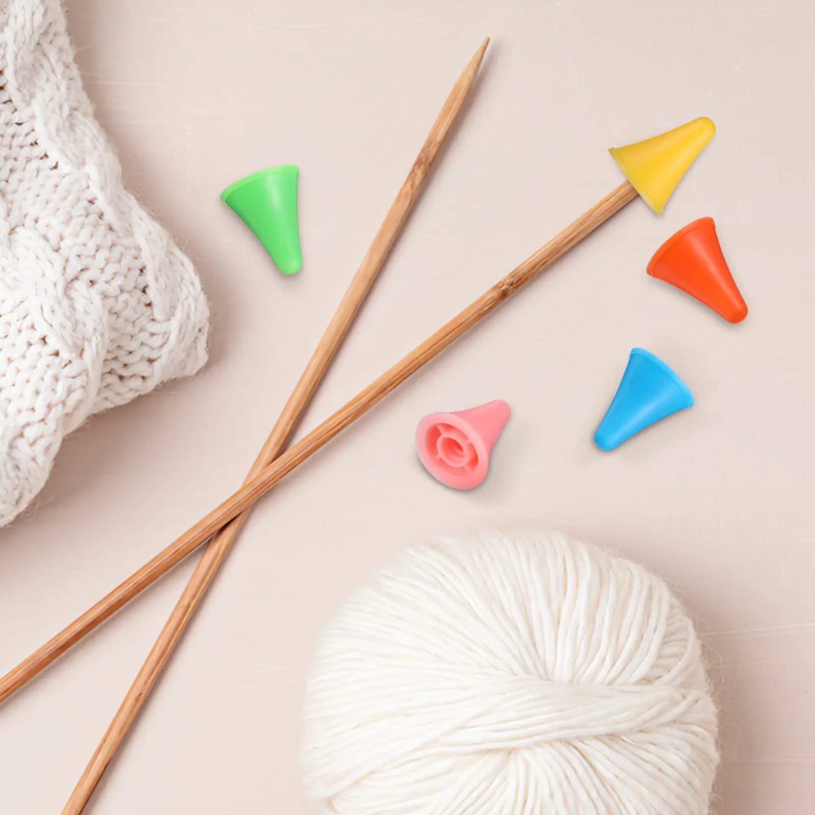50Pcs Knitting Needle Stoppers Colorful Soft Rubber Needle Protectors Universal Fit Knitting Supplies Craft Notions Essentials