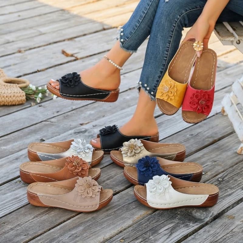 Scarpe slip-on leggere scavate stile romano da donna di grandi dimensioni Linea di cucito Pantofole con piattaforma transfrontaliera