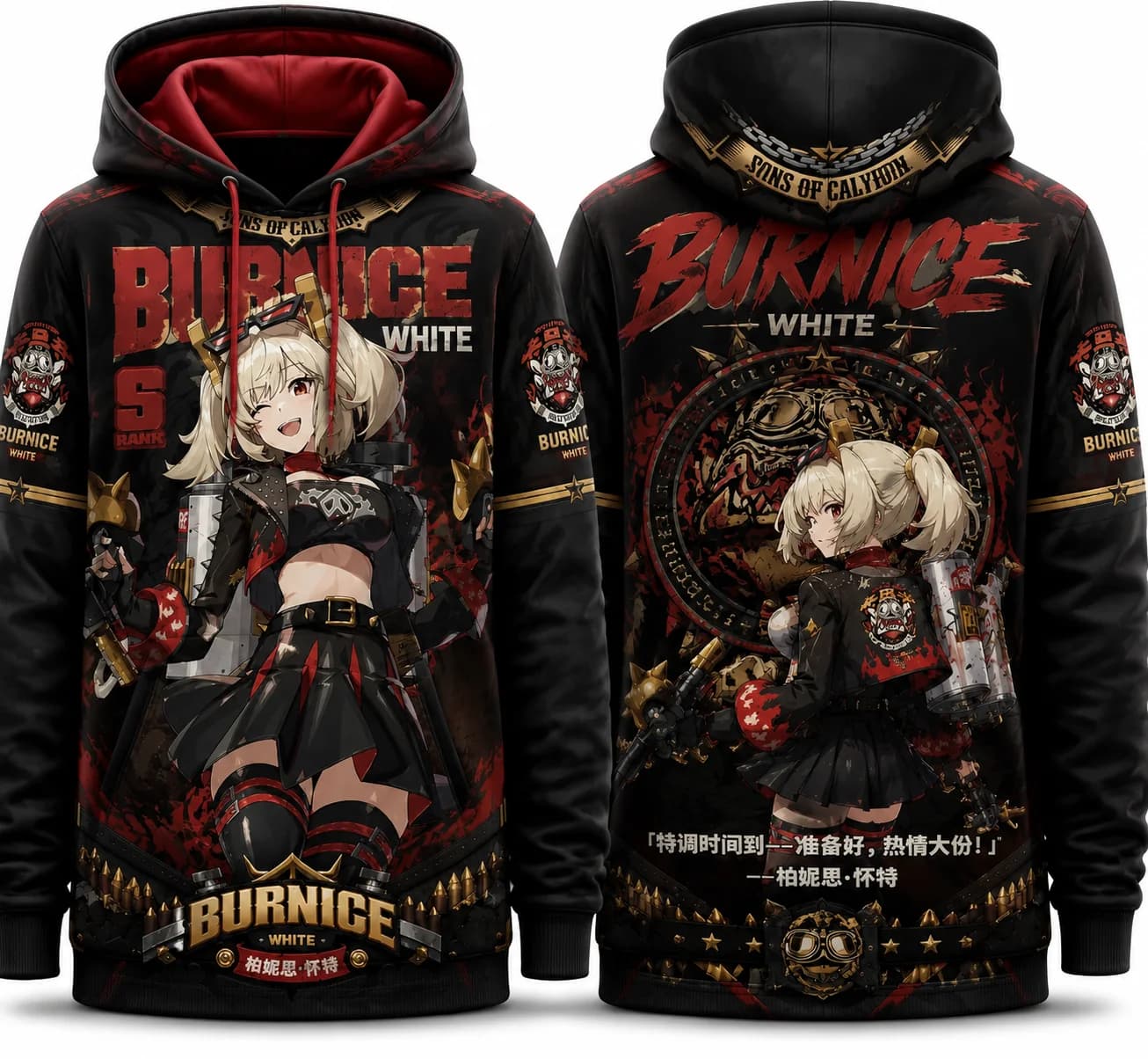 Zenless Zone Zero Burnice Family Matching Hoodie, Quick‑Dry 3D Print Unisex Streetwear Hoodie