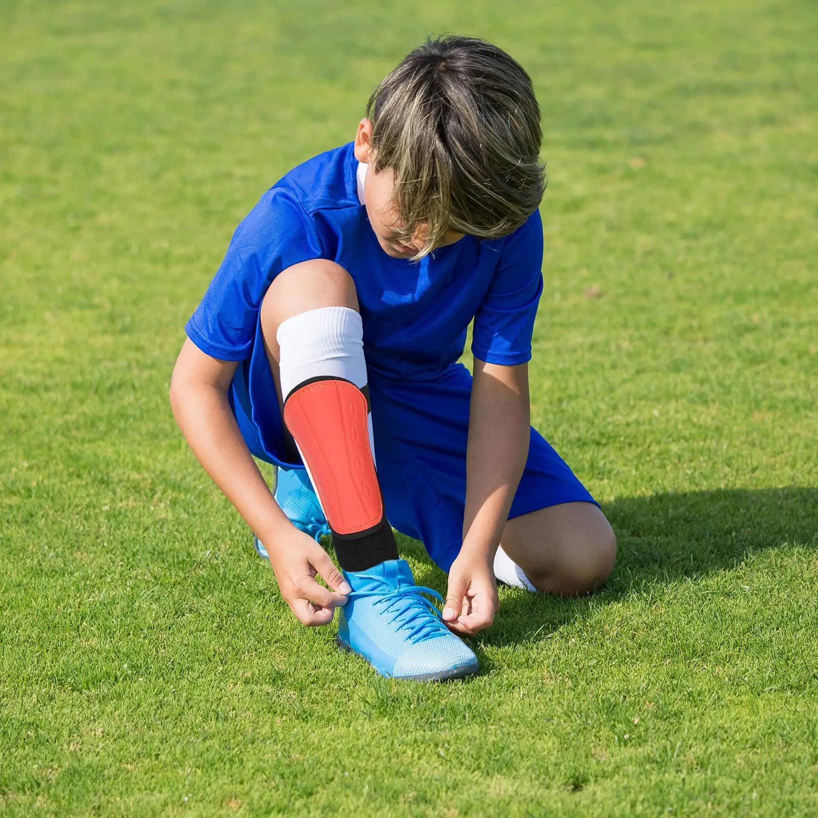 2Pcs Soccer Shin Guards for Youth Football Shin Pads with Ankle Support Lightweight Breathable Material Full Leg Coverage