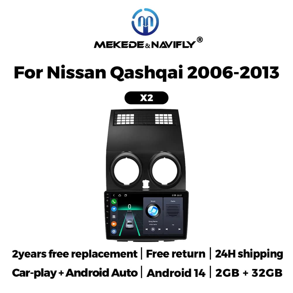 MEKEDE Android 14 2 Din Autoradio per Nissan Qashqai J10 2006-2013 Carplay AUTO Sistemi audio intelligenti per auto con multimedia centrale