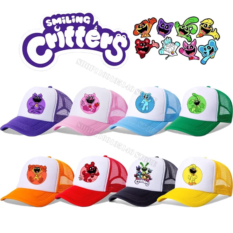 Cappellino da Baseball Smilings Critters, Cappelli Estivi per Bambini con Stampa Anime, Cappello Casual per Ragazzi e Ragazze, Protezione Solare