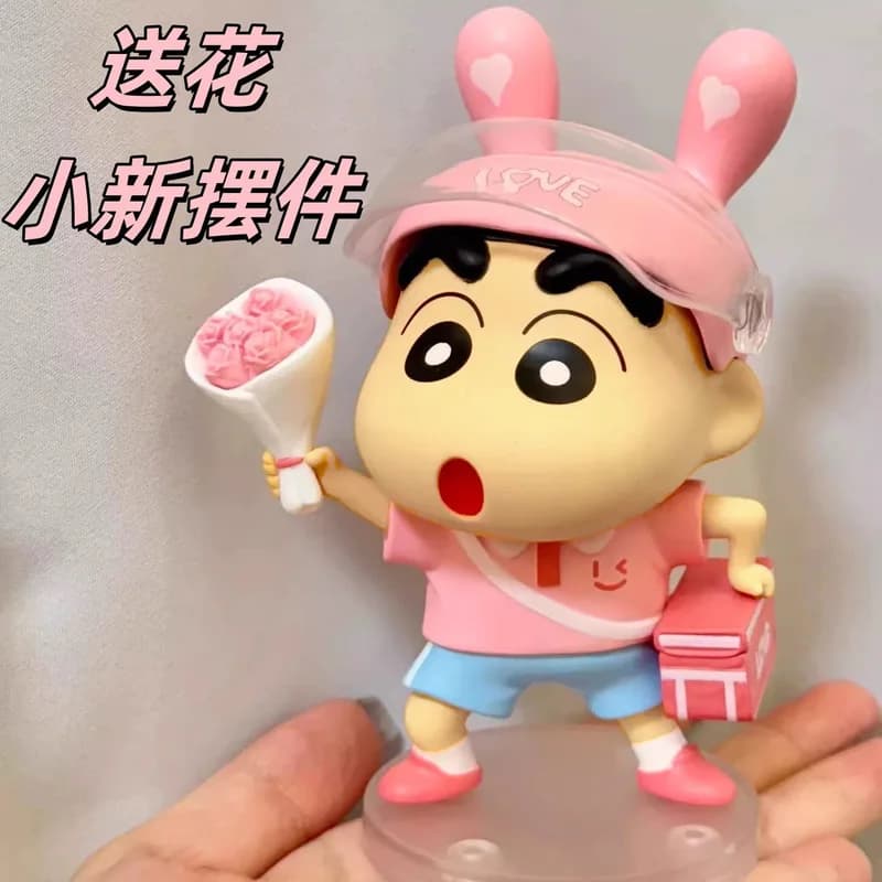 10cm Flower Crayon Shin-Chan Figure, Cute Anime Shin-Chan Action Figurines Collectible Model Statue Toys, Desk Decoration Gifts