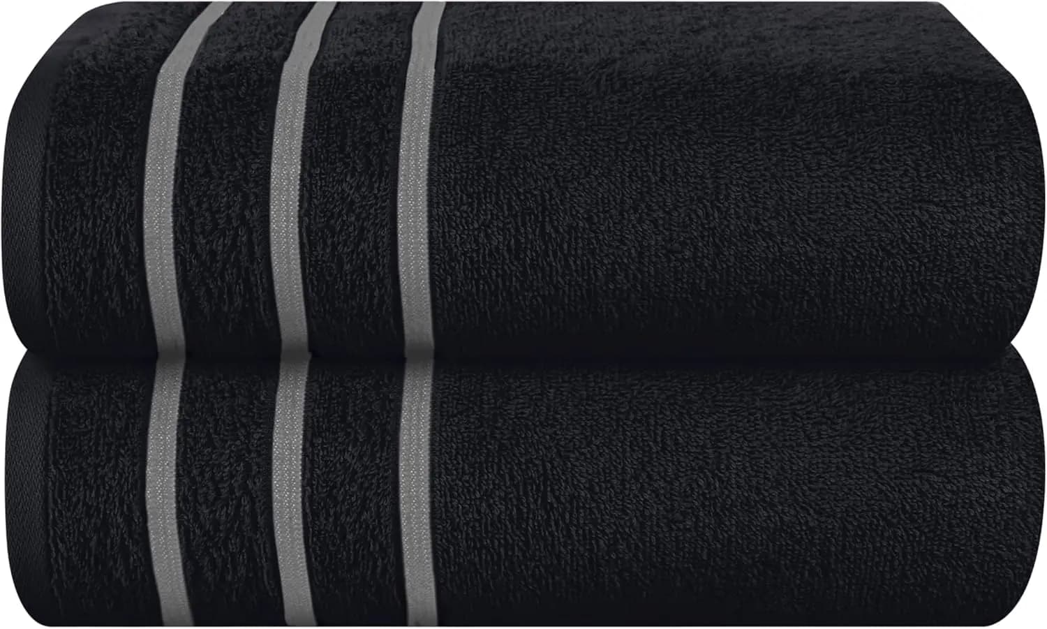 Set di 2 Asciugamani da Bagno Oversize in Cotone, 28x55 Pollici, Ultra Assorbenti ad Asciugatura Rapida e Leggeri per Palestra, Viaggi, Piscina - Nero