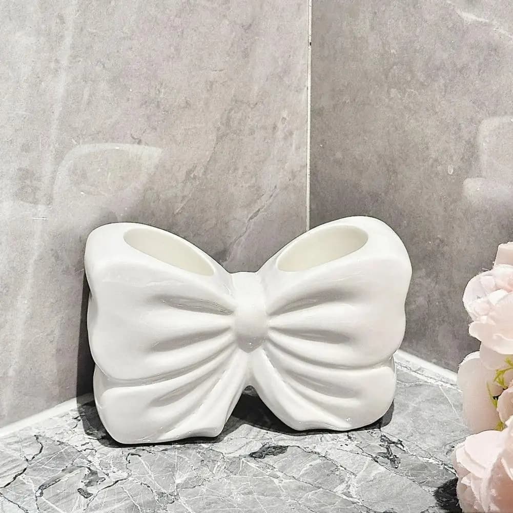 Portaoggetti per spazzolino Porta spazzolino con papillon Elegante porta spazzolino con fiocco con lucidatura facile per spazzolini da denti