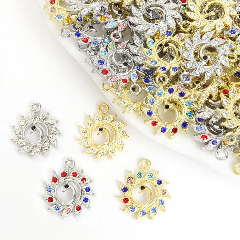 100PC/lot peacock Pendant Charm animal dangle charms 21.1x18.2mm Fit For Bracelet Necklace keychains jewelrys making