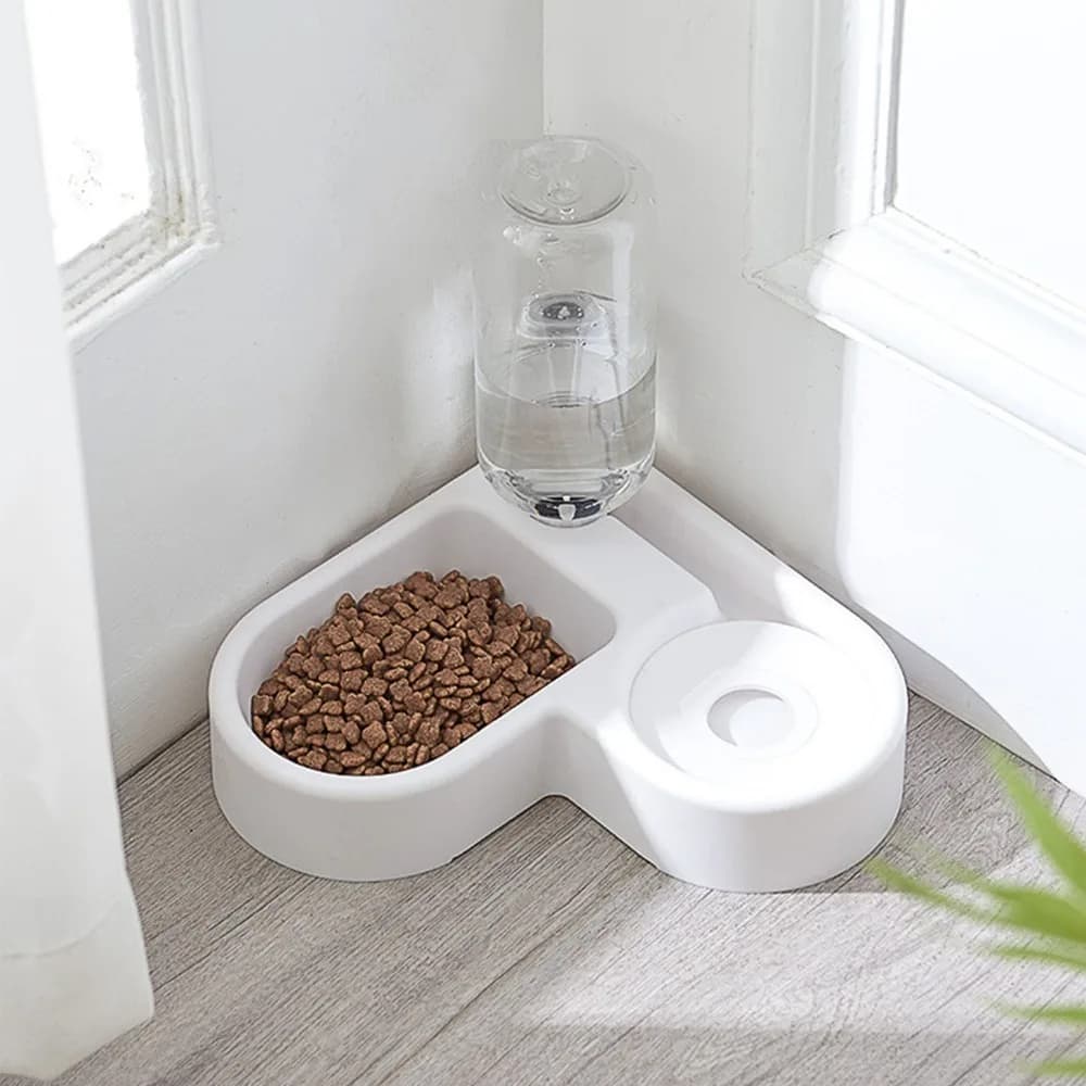Dual Purpose Pets Water and Food Bowl Set with Automatic Water Bottle Automatic Water Feeder Dog Cat Double Bowls for Dogs Cats