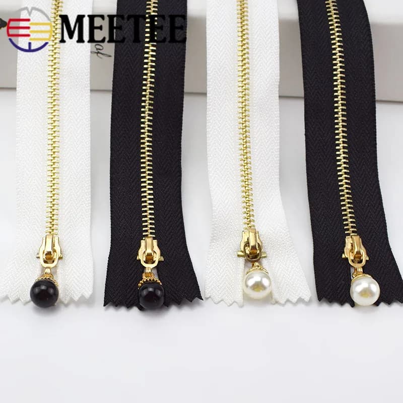 10pcs Meetee 3 # cerniere a chiusura in metallo 20/30cm chiusura a Zip lunga con denti dorati per borse da cucito piumino gonna accessorio per abbigliamento