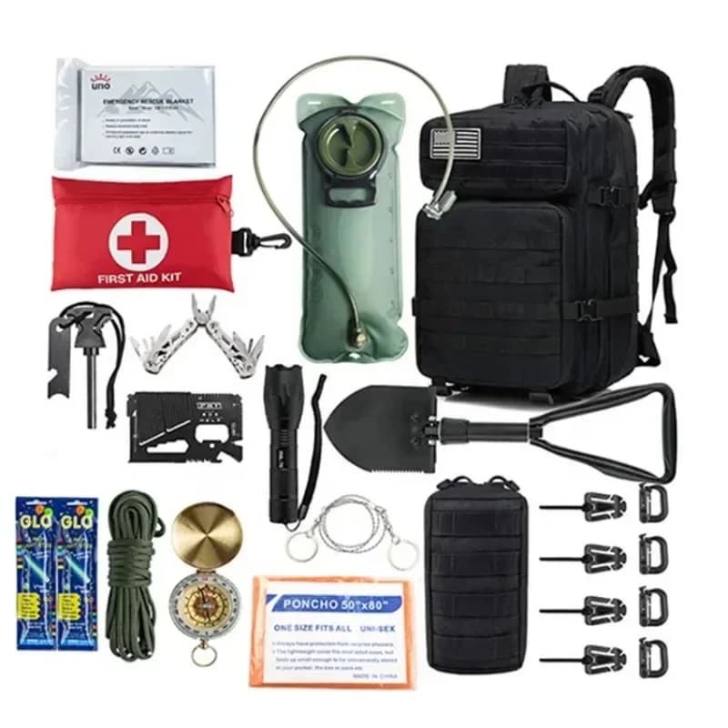 Zaino di sopravvivenza da campeggio all'aperto Grande borsa di pronto soccorso per sopravvivenza di emergenza per avventure all'aria aperta Kit completo per escursioni in viaggio