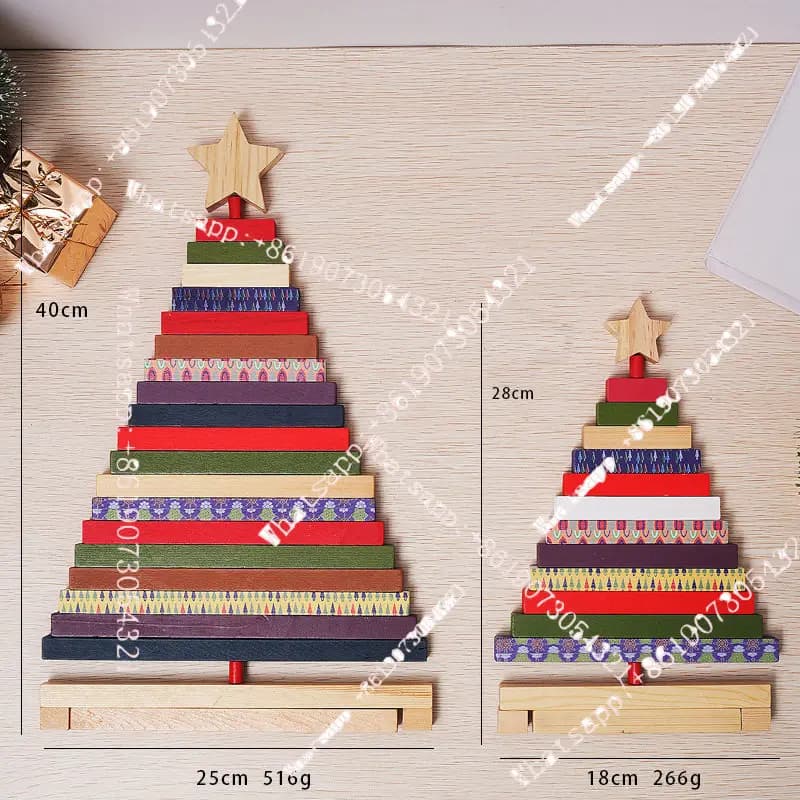 Ornamenti rotanti in legno per finestre dell'albero di Natale, ornamenti per il desktop di casa, regali per blocchi