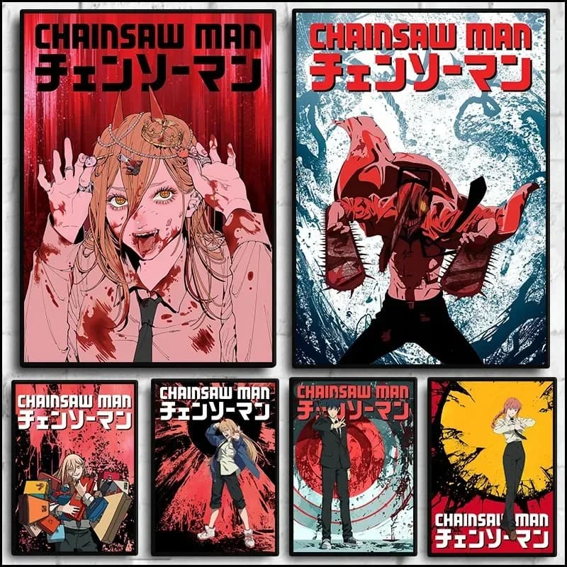 Classic Japanese Anime Chainsaw Man Poster Japan Animation Character Canvas Painting Modern Wall Art for Living Room Home Dec