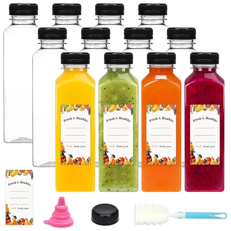 Bottiglie di succo da 500 ml con tappi Bottiglie riutilizzabili vuote trasparenti con imbuto a pennello ed etichette per frullati e altre bevande YY177