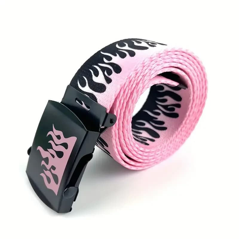 Cintura Stile Punk con Fiamme - Accessorio Trendy Hip-hop Street per Ragazzi e Ragazze, Decorazione Durevole per Uomini e Donne