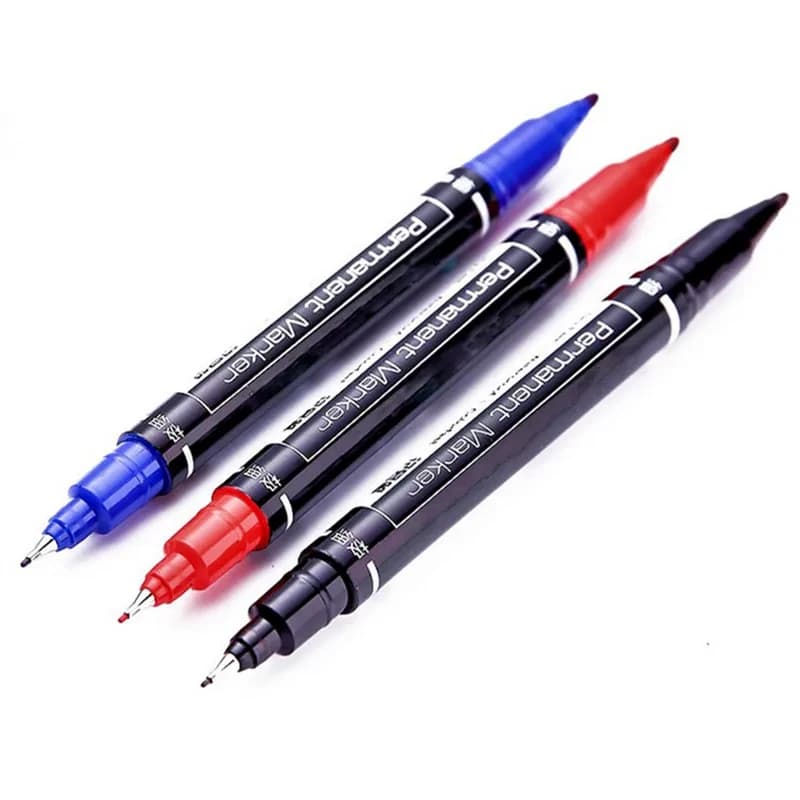 3/6/9/12/15/18Pcs Waterproof Ink Black Blue Red Permanent Marker Dual Tip Nib Student School Office Supplies Art Painting Pen
