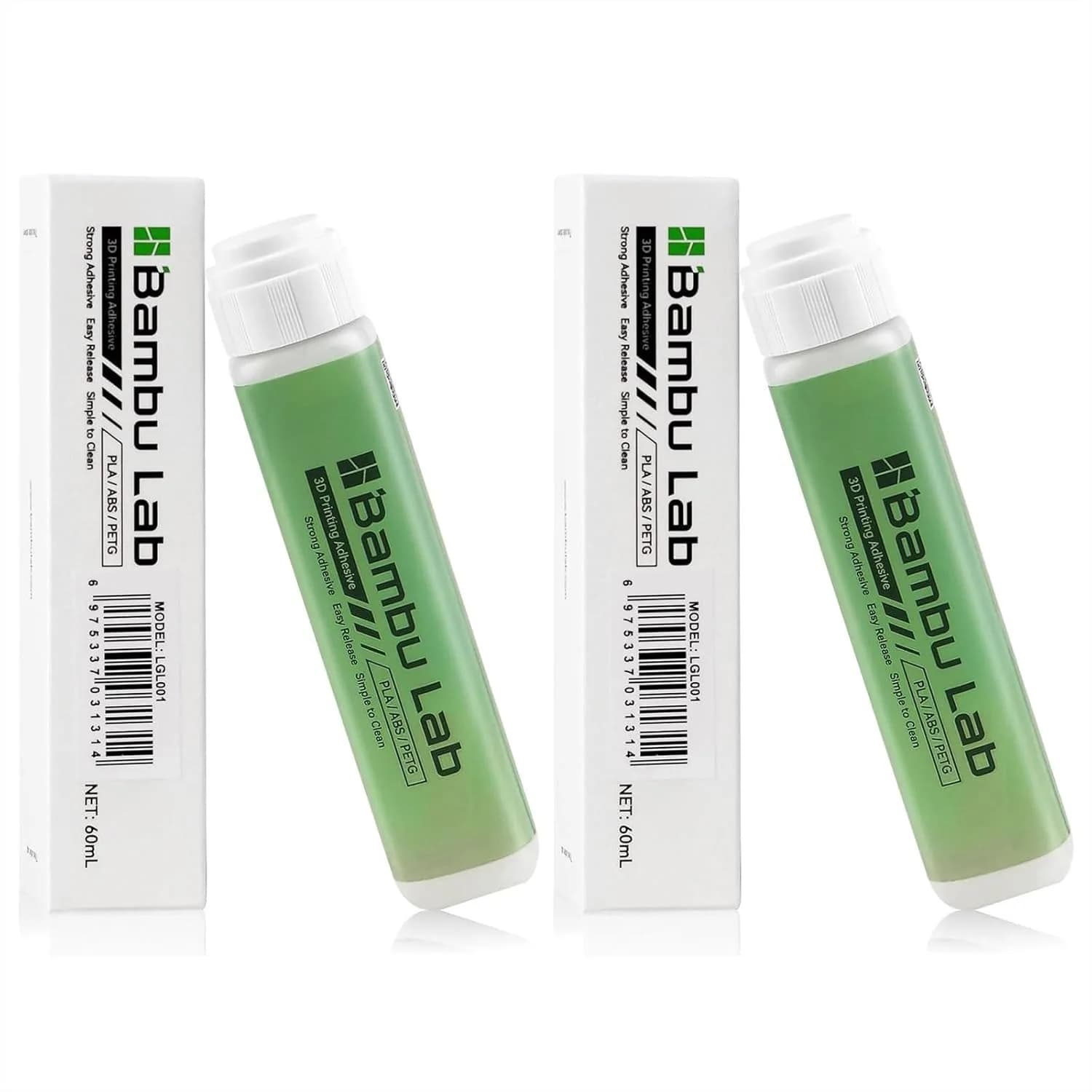 Colla Adesiva per Stampanti 3D, Forte Presa che Riduce l'Allargamento per Stampanti 3D A1/A1 Mini/P1/X1, Filamenti PLA ABS PETG PC PA TPU, 60ML 2 Pezzi