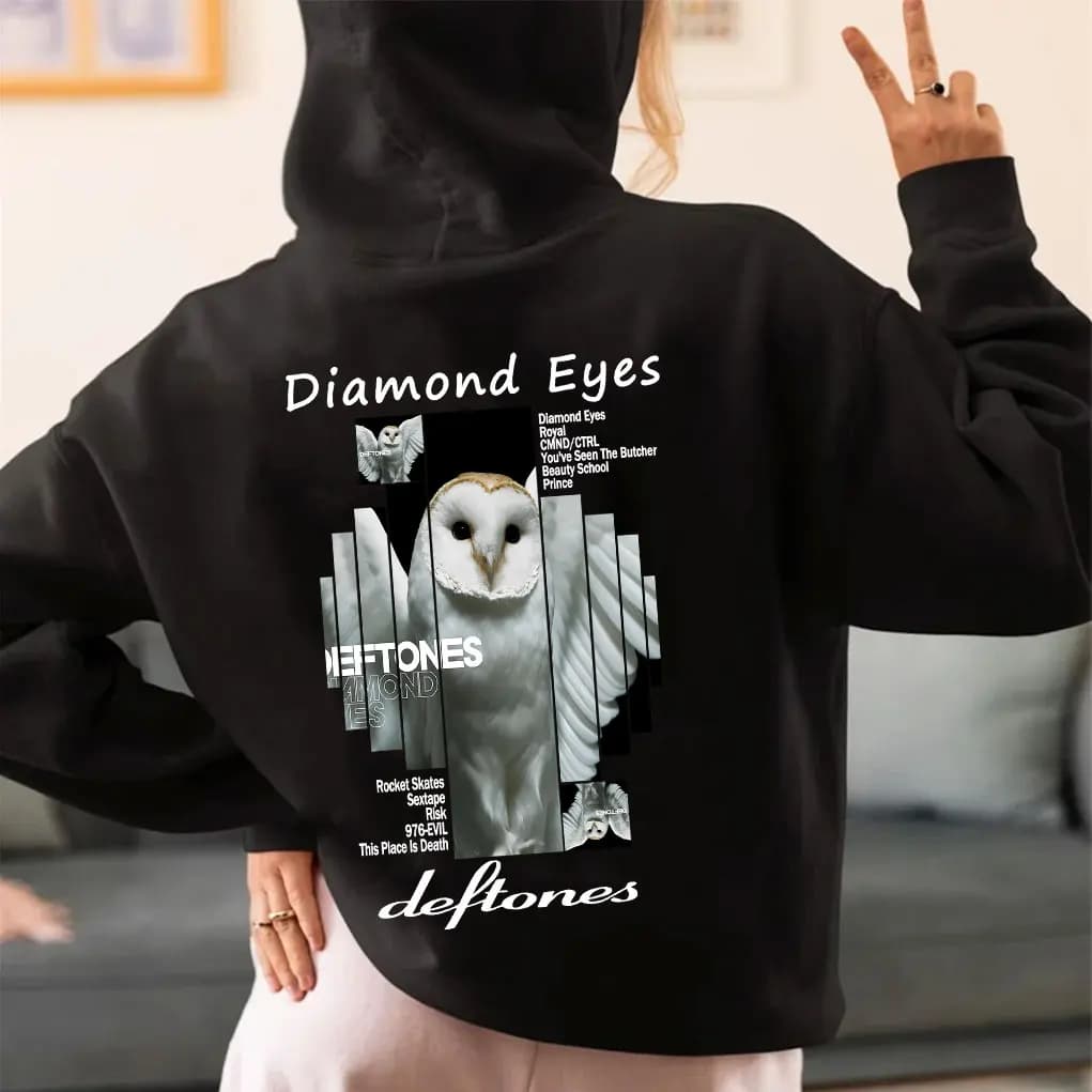 Felpa con Cappuccio e Zip Deftones Diamond Eyes Album Graphic, Unisex, Stile Vintage Rock Pop, Giacca Oversize da Uomo