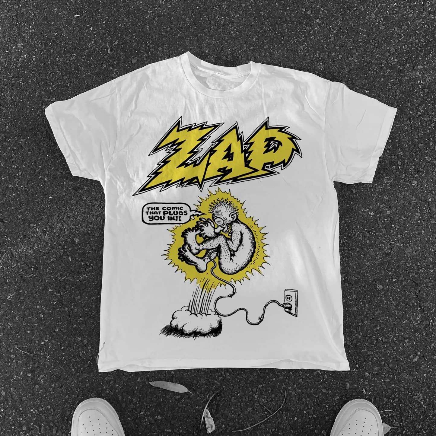 T-shirt Oversize da Donna Estiva Plus Size Vintage con Stampa 'Plugged in' di Zap Magazine, in Cotone Traspirante, Elegante e Versatile, Stile Streetwear