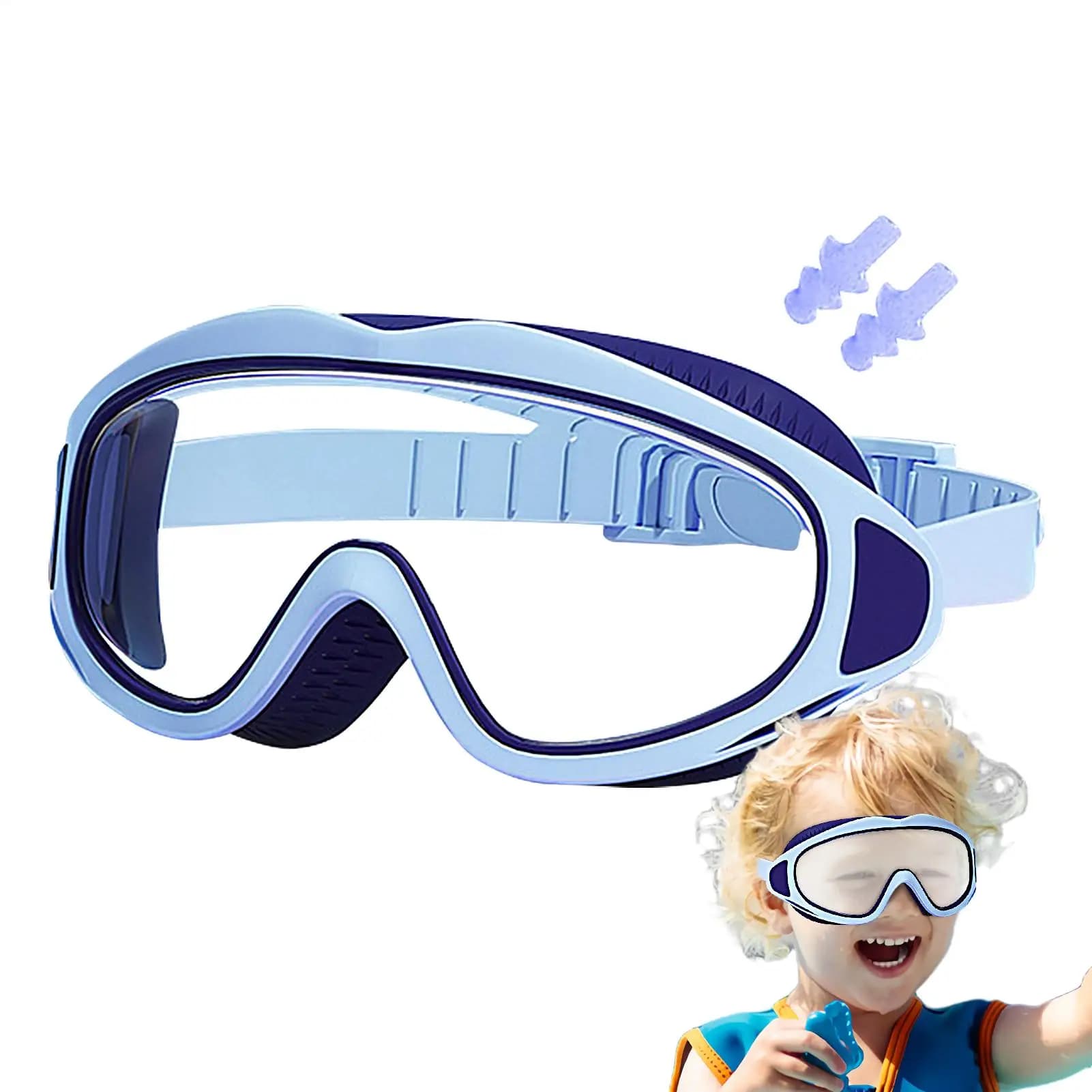 Children's swimming glasses Water glasses with ear plugs UV protection glasses for boys girls Learn swimmers Dive lessons Sports