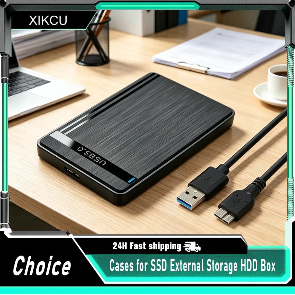 USB 2.0 2.5 Inch SATA Hard Drive Enclosure Portable External HDD Case For SSD For HDD For Laptop For PC Desktop Home Office Use