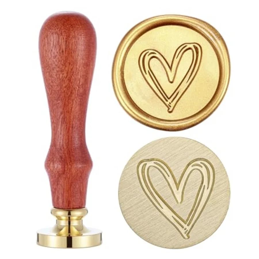 Wax Seal Stamp, Vintage Brass Head Wooden Handle Sealing Stamp for Wedding Invitations