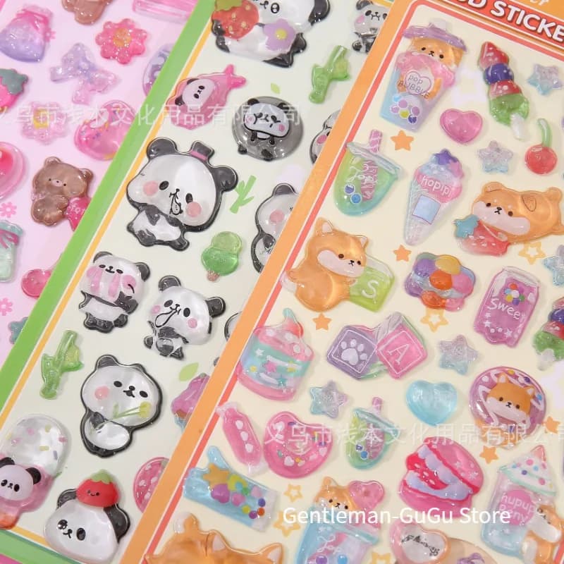 Nuovi Adesivi 3D Rilievi per Animali Domestici 2026 - Simpatici Panda e Shiba Inu in Cristallo - Decalcomanie Fai da Te per Scrapbooking - Regalo di Compleanno per Bambini
