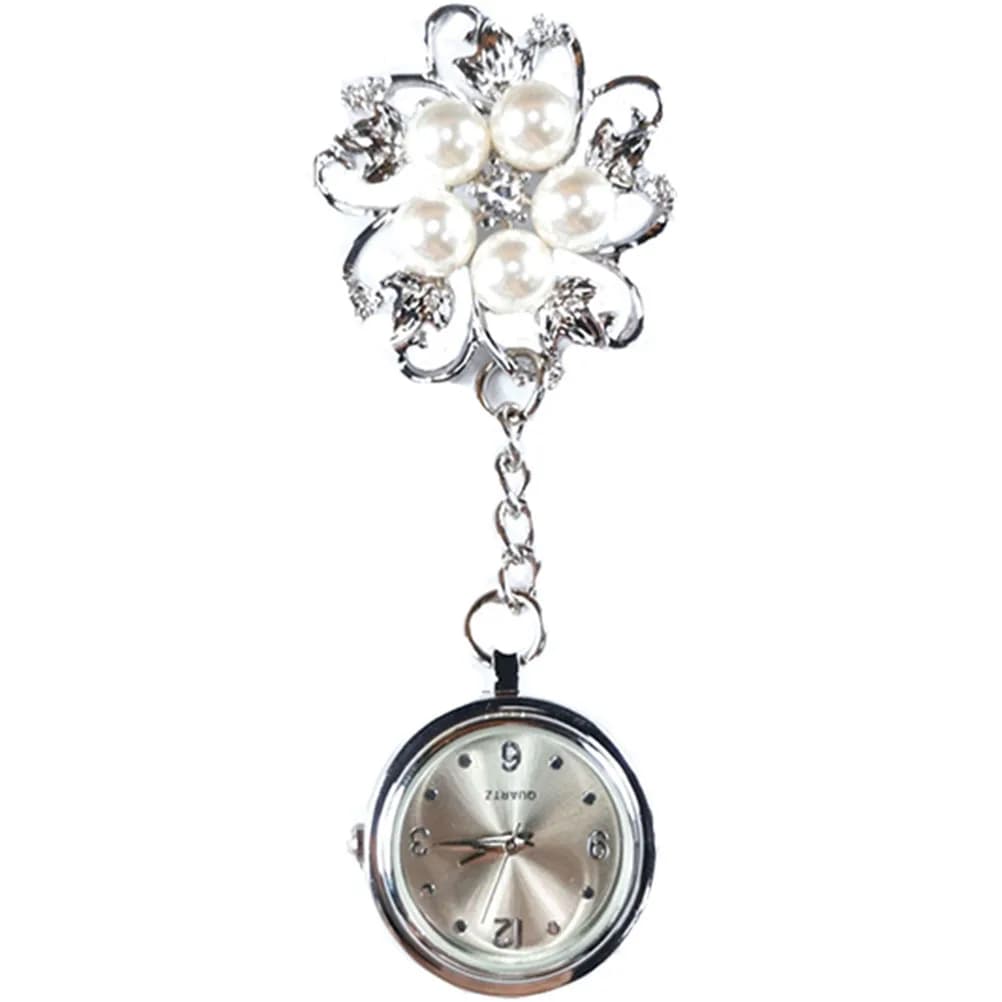 Orologio da infermiera Orologi da tasca eleganti per donna Uomo Spilla a clip Uso quotidiano Infermiera decorativa durevole in acciaio bianco