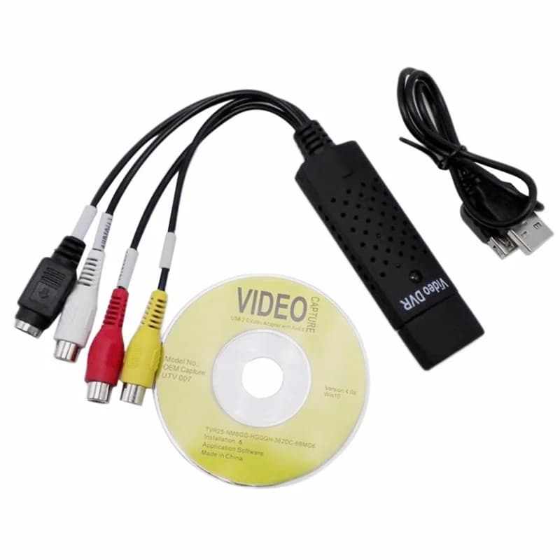Convertitore di acquisizione video da USB 2.0 a RCA, adattatore per scheda di acquisizione audio video USB con cavo USB per TV, DVD, VHS.
