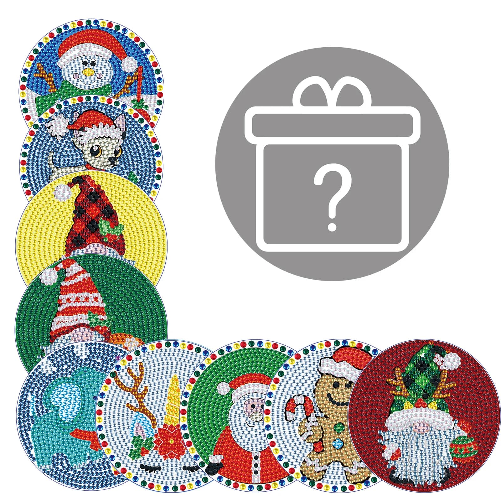 Confezione regalo a sorpresa misteriosa, sottobicchiere con pittura a diamante casuale, diamante rotondo, decorazione da tavolo antiscivolo e resistente al calore, regalo fatto a mano