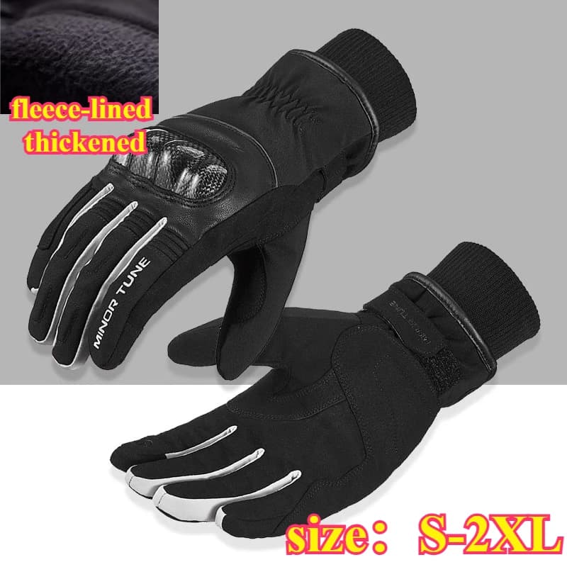 Guanti da moto caldi invernali Guanti da dito pieno impermeabili da uomo Protezione per le nocche in fibra di carbonio Guanti da motociclista Touch screen